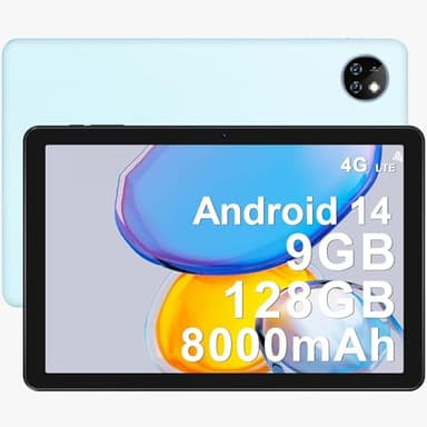 DOOGEE T10W, 4G Tablet with SIM Card Slots, Android 14 Tablets 10.1 Inch, 9GB RAM+128GB ROM/TF 1TB, 8000mAh, Dual Camera, Low Blue Light, BT5.0/OTG/Type C - Blue