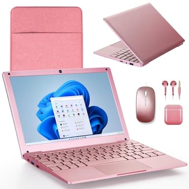 G-Anica Windows 11 Laptop Computer, 8GB RAM 128GB ROM, Intel Celeron Quad-Core Processors, 10" Netbook Computer with WiFi, Webcam and Bluetooth, Mini Laptop with Bag, Mouse, Headphone and Mouse Pad