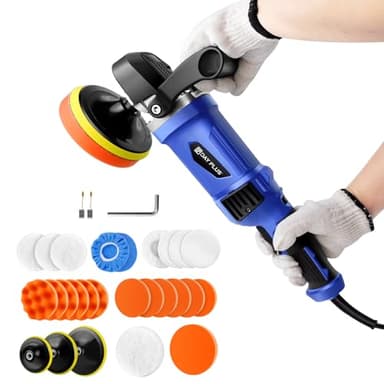 AUTOFU Electric Car Polisher 1400W, 150mm-180mm Rotary Polisher Set with 31 Accessories, Polisher & Polishing Pads Set For Car, Motorbike, Tile, Floor, Glass, Furniture Buffing and Polishing