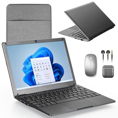 G-Anica Windows 11 Laptop Computer, 8GB RAM 128GB ROM, Intel Celeron Quad-Core Processors, 10" Netbook Computer with WiFi, Webcam and Bluetooth, Mini Laptop with Bag, Mouse, Headphone and Mouse Pad
