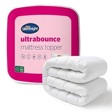 Silentnight Ultrabounce Mattress Topper - Supportive Comfortable Mattress Topper with Easy Fit Straps - Hypoallergenic and Machine Washable - Double