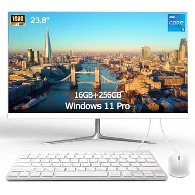 All-in-One PC - Intel Core i5, 16GB,256GB,Integrated Graphics, 23.8" Full HD 1920 * 1080, Windows 11 Pro, QWERTY-Keyboard and Mouse,Wi-Fi 6, USB-C,Bluetooth,HDMI