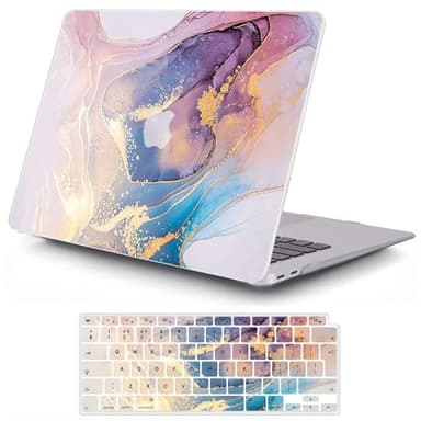 MOKASE Compatible with New MacBook Air 13.6 inch Case 2022 2024 M2 A2681 M3 A3113 with Touch ID, Slim Protective Hard Plastic Case & Keyboard Cover for Newest MacBook Air 13 inch 2022 2024, White Gold