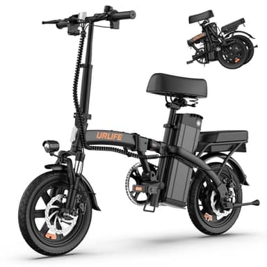 URLIFE 14" Electric Bike, Portable E-bike with 48V 7.5AH Removable Battery 250W Powerful Motor, 60 KM Max Range, Folding Ebike LCD Display, Electric Commuter Bicycle for Adults and Teens(Black)
