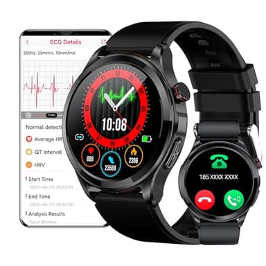DigiKuber Smart Watch ECG Men, Smartwatch Temperature and Oximeter, IP68 Waterproof Women Fitness Tracker with PPG SpO2 Heart Rate Message Notice Sleep Monitor for Android iOS