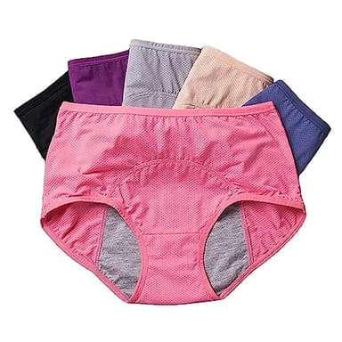 HMLSYZX Leakproof Underwear for Women Incontinence, Reusable Underwear for Urinary Incontinence Pants, Plus Size Adult Women Panties, 6 Pack, High Waist Cotton