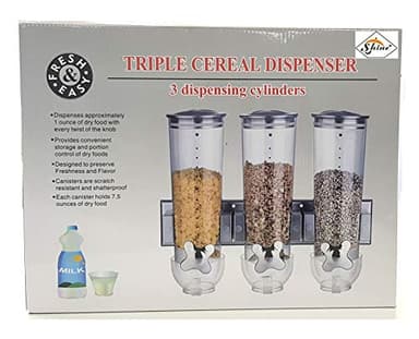 3 in 1 Dry Food Triple Cereal Dispenser Machine Oatmeal, nuts BLACK STAND & TOP