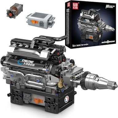 Mould King V12 Engine Building Blocks Set, 10205 Engine Model That Runs, Mini Engine Build Kit for Adults with Battery Box and Motor, Engineering Construction STEM Toy for Children Boys Girl(733 Pcs)