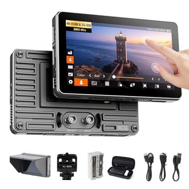VILTROX DC-X3 2000 Nits SDI Field Monitor for Camera, 4K HDMI 6" Portable Video Monitor for Camera Touch Screen with Sunshade Hood Battery, Full HD 1920 x 1080, LUT 3D, Waveform, Focus Peaking