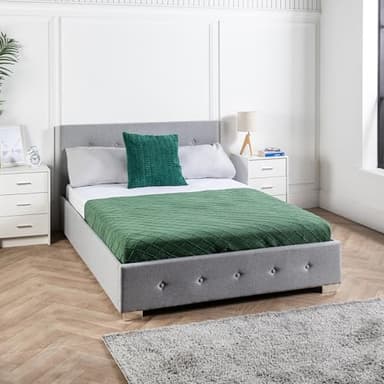Home Treats Upholstered Bed With Mattress Included | Lift Up Bed Frame and Mattress Set (Queen Size Small Double 4ft, Luxury Memory Foam Mattress)..