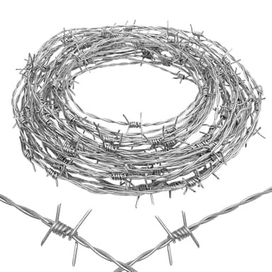 Barbed Wire 1.7 * 10m Real Barb Wire Easy to Bend Outdoor Garden Security Fence Fencing Anti-Cat Fox Bird Deterrent Spikes Roll
