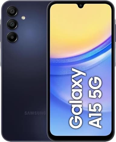 Samsung Galaxy A15 5G 128/6GB RAM, Dual Sim, Unlocked to all Carrier, with Additional official 25W UK Adapter and Clear Case, (Blue Black)