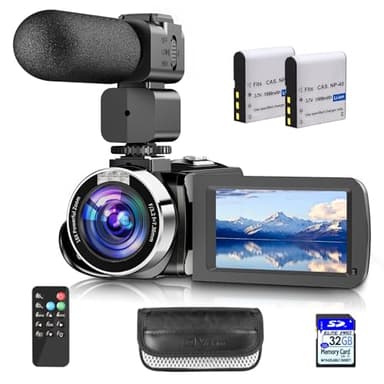 Hojocojo Video Camera Camcorder Full HD 4K 42MP 18x Zoom Video Recorder Camera Vlogging Camera for YouTube Camcorder with 3.0" IPS Screen and 32G SD Card,Remote Control,2 Batteries