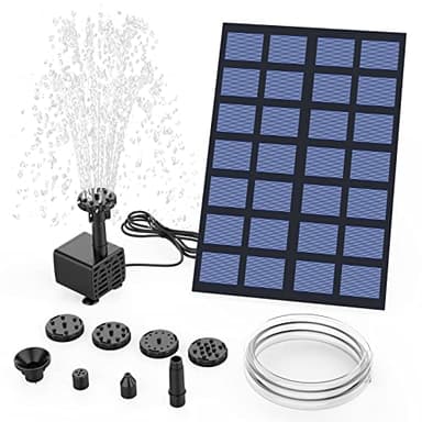 AMZtime DIY Solar Fountain 2.5W Solar Power Water Pump Water Feature Pump with 6 Fountain Styles 1.2m Water Pipe for Garden Pond, Bird Bath, Fish Tank