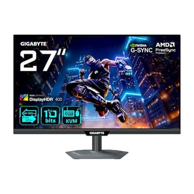 Gigabyte M27UP 27” 4K UHD Gaming Monitor - Dual Mode (4K 160Hz or FHD 320Hz), 3840 x 2160, 1ms, 350 cd/m², FreeSync Premium, DisplayHDR400, HDMI 2.1, Displayport 1.4