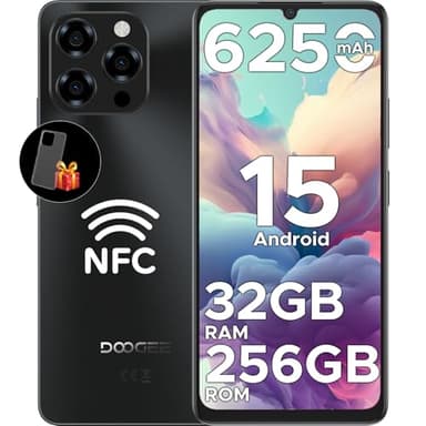 DOOGEE Note 58 Pro Mobile Phones, Android 15 Smartphone 2025, 32GB+256GB/2TB, 6250mAh&6.75" HD+ 90Hz Display, 16MP+8MP, 4G Dual SIM Free Unlocked Phones, Widevine L1, Fingerprint/5G WiFi/OTG/NFC,Black