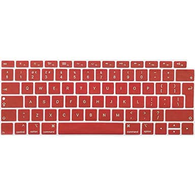 FINDING CASE EU/UK Keyboard Cover Compatible 2018 Newest MacBook Air 13 Inch A1932 with Touch ID/Retina Display - Waterproof Adhesive Protective Silicone Skin Wine red