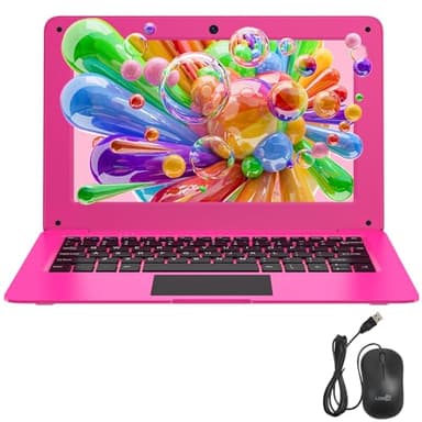 TOPOSH 10.1" Mini Laptop for Kids & Students - Windows 10, Intel Celeron N4000, 8GB RAM, 64GB SSD (Expandable), WiFi, Bluetooth, Portable Lightweight Computer for Girls - Rose Pink