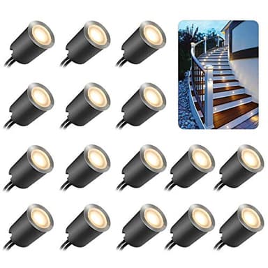 SMY Lighting16Pack Decking Lights, LED Deck Lights with Protecting Shell φ32mm,Warm White Deck Lighting IP67 Waterproof, 12V Low Voltage for Garden Steps,Stair,Patio,Floor,Kitchen Skirting Decoration