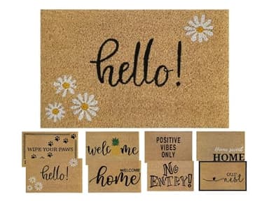 MYPURECORE Coir Door Mat (60x40cm) - Non-Slip & Absorbent, Indoor/Outdoor, Eco-Friendly - Ideal as Front Door, Entrance, Floor, Welcome Mat - Large Size, Dirt Trapper, Washable (HELLO !)