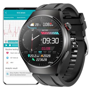 Smart Watch ECG Men, 1,43” AMOLED Smartwatch Dial Answer Call, Women Waterproof Fitness Tracker with PPG SpO2 Heart Rate Monitor Message Notice Sleep Monitor for Android iOS