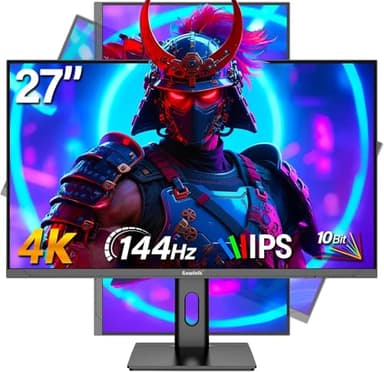 Gawfolk 27 inch 4K Gaming Monitor, UHD 3840 x 2160p 144HZ PC Computer Monitors IPS Screen for Home & Office, Support HDMI 2.1, DP 1.4,Wall Mount Compatible