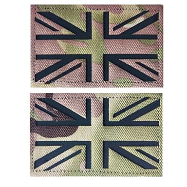 AXEN British Union Jack Patches Reflective IR Tactical Patch, United Kingdom Flag Patch Hook and Loop Patches for Military Uniform Tactical Bag Jacket Jeans Hat, Camo