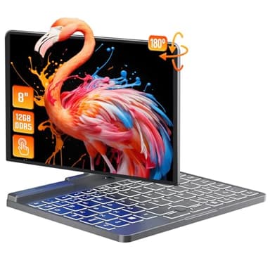 UDKED 8 Inch 2 in 1 Mini Laptop Computer All metal Touch Screen Windows 11 Notebook PC,12th Gen Celeron N100,12G DDR5,Light Laptop,WiFi 6,Bluetooth 5.2,G-Sensor,2MP Web,RJ45 (12G+256G DDR5)