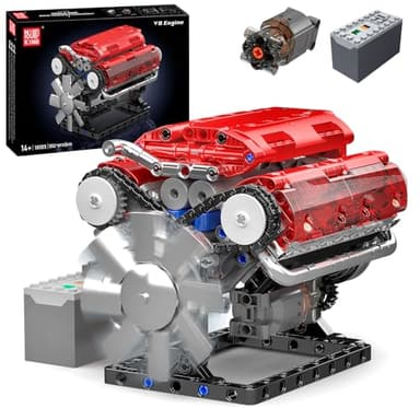 Mould King 10155 V8 Engine Building Kit - Build Your Own V8 Engine Toy, 8-Cylinder Petrol Car Engine Replica Model Building Kit for Kids/Teens (552 Pcs)