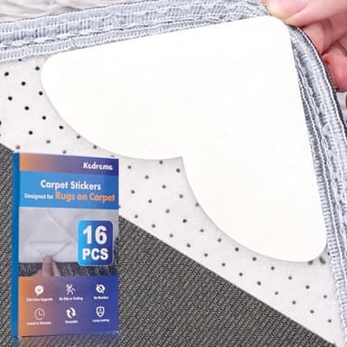 Kadrama 16 Pack Rug Grippers from Rug to Carpet, Rug to Carpet Grippers for Rugs on Top of Carpet, Carpet to Carpet Gripper Stop Rug Moving On Carpet,Anti Slip Rug Grips Tape Underlay