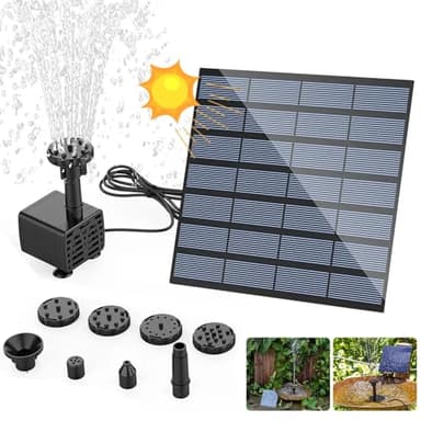 beseloa Solar Water Pump,1.5W 190L/H Upgraded Solar Panel Pond Powered Water Feature Pump,Solar Powere Water Pump Fountain with 6 Nozzle,Solar Pond Pump for Garden Bird Bath Small Pond and Fish Tank