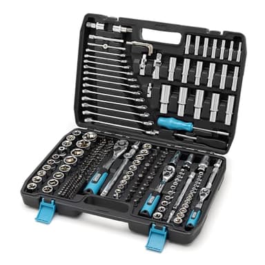 216 Piece Socket Spanner Set, 1/4" 3/8" 1/2" Inch Drive 72 Teeth Ratchet Wrench with Case, DIY Tools, Bits Set, for Home, Garage, Car, Workshop, Large, Professional