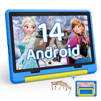 HotLight Kids Tablet 10 inch Android 14 Octa-Core, 8GB RAM+64GB ROM, 1280 * 800 IPS, 5MP+8MP Dual Camera, 5000mAh, Parental Control, WiFi 6/BT 5.3, Pre-Intalled KIDOZ, Protective Case(Blue)