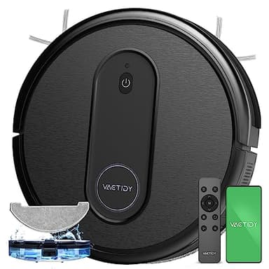Vactidy T7 Robot Vacuum and Mop Combo, WiFi/App/Alexa/Siri Control, Robotic Vacuum Cleaner with Schedule, 2-in-1 Watertank and Dustbin, Self-Charging, Slim, for Hard Floor, Pet Hair, Carpet