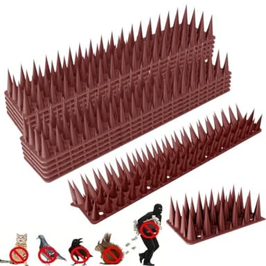 Apluskis Upgraded Pigeon Spikes,Garden Tall Bird Spikes Fence Wall Spikes Coverage between 3m to 6m,Bird Squirrel Pigeon Cat Fox Deterrent Spikes,10 Pack Anti Bird Spikes(Brown)