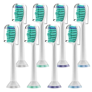 Derffin Replacement Brush Heads, Compatible with Philips Sonicare Electric Toothbrushes, Classic Toothbrush Heads HX6014, Fit The Models of HX3/HX6/HX9/HX8/HX7 Series (8 Pack in White)