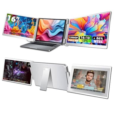 Laptop Screen Extender Computer Upgraded 16" Portable Monitor,FHD 1200P IPS Triple Laptop Screen Extender,Removable Multi-Mode Monitor for 12”-18.5” Laptops Compatible with Mac/Wins/Android/Dex