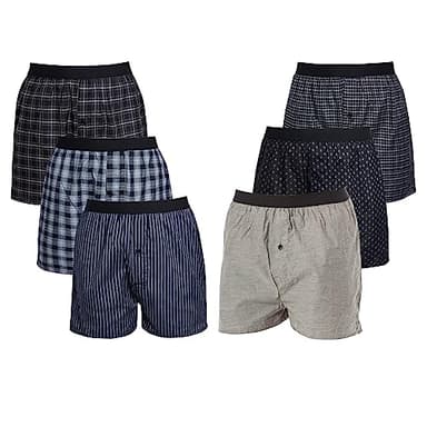 Sock Stack Pack Of 6 Mens Boxers Woven Boxershorts Loose Fit Comfort Waistband Underwear For Men MB02, Large Multicolor