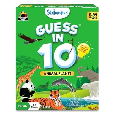 Skillmatics Guess in 10 Animal Planet, Easter Basket Stuffers, Perfect for Boys, Girls, Kids, Teens, Adults Who Love Animals, Animal Card Games, Travel Games, Gifts for Ages 6, 7, 8, 9, 10, and Up