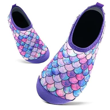 Kids Swim Water Shoes Toddlers Baby Aqua Socks Quick Dry Pool Beach Barefoot for Girls Children(Pink Purple YL,1.5/2 UK Child,34/35 EU)
