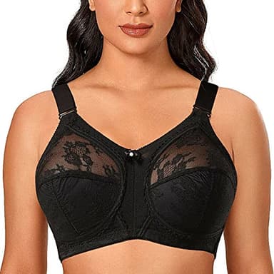 Ayigedu Ladies Plus Size Bra Minimiser Full Coverage Firm Hold Non Padded No Wired 38F Black