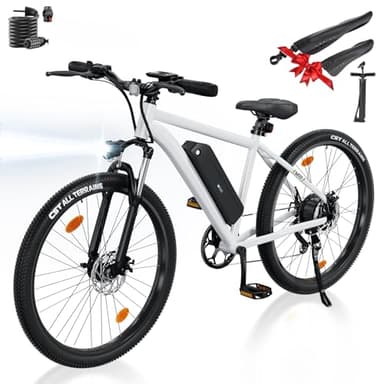 Finbike Electric Bike for Adults,26" Ebike 250W Motor Electric Bicycle with 36V 10.4Ah Removable Battery,100KM Range,7 Speed,Fast Charging, 5 Speed Modes,Dual Disk Brake Mountain Bike