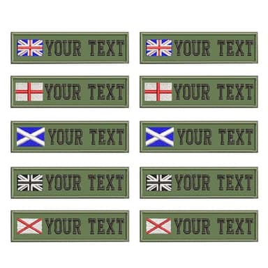 Custom Military Name Patches, Personalised Embroidered Flag Name tag for Clothing, British Name Patch Hook and Loop