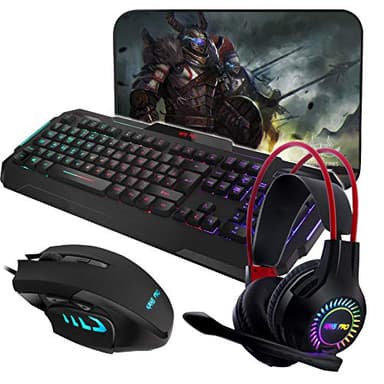 Sumvision Chaos Pack 2, 4 in 1 Gaming Keyboard and Mouse Set Gaming Mouse with Gaming Headset Gaming Mouse Mat Gaming Bundle for Windows PC Laptop in Gift Box UK DESIGN UK LAYOUT FREE UK TECH SUPPORT