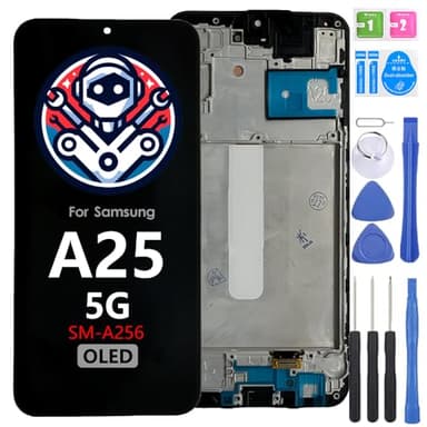 iYAiYO Screen Replacement LCD Display for Samsung Galaxy A25 5G SM-A256 Oled with Frame Touch Screen Digitizar Assembly with Repair Tools Kit