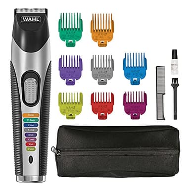 Wahl Colour Trim Stubble and Beard Trimmer, Trimmers for Men, Beard Trimming Kit, Men’s Stubble Trimmers, Rechargeable Trimmer, Male Grooming Set, Beard Care Kit, Colour Coded Guide Combs