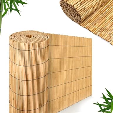 FB FunkyBuys Bamboo Reed Screening – Thick Natural Bamboo Reed Fencing – Garden Screening for Wind Protection–Bamboo Fence Panels (1.8M x 3M)