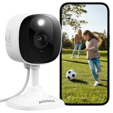 AOQEE Outdoor Security Camera - 2K CCTV Camera Systems IP65 Waterproof, Home/House WiFi Indoor Camera for Pet Dog Baby, Human Detection, 24/7 Storage Colour Night Vision Smart Siren Work with Alexa C1