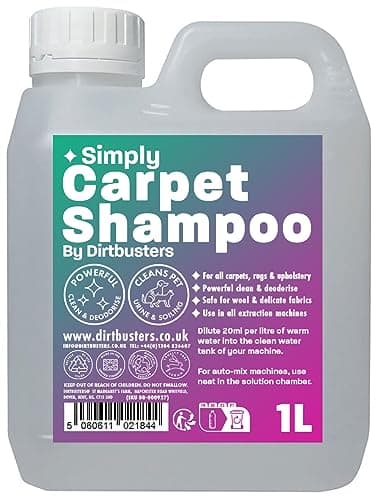 Dirtbusters Simply Carpet Cleaner Shampoo Solution, Powerful 3-In-1 Carpet Cleaner Solution To Clean All Soiling & Neutralise Odour, Urine & Stains (1L)