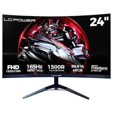 LC-Power 165Hz 1ms Curved 24" Gaming Monitor FHD 1080p, AMD FreeSync, 1500R VA Panel | HDR Ready, Console-Optimised HDMI 2.0 | 3-Year Warranty